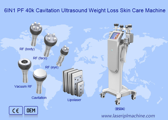 dispositivo del laser di vuoto rf Lipo di ultrasuono di perdita di peso della macchina 40k di cavitazione 6in1