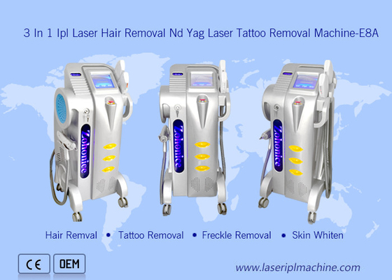 Uso in salone uso professionale Nd Yag Tattoo Rimozione delle lentiggini 3 in1 Rimozione dei capelli Ipl OPT Laser Device