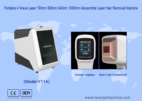 Macchina di depilazione laser a diodo portatile a 4 lunghezze d'onda con sistema di raffreddamento