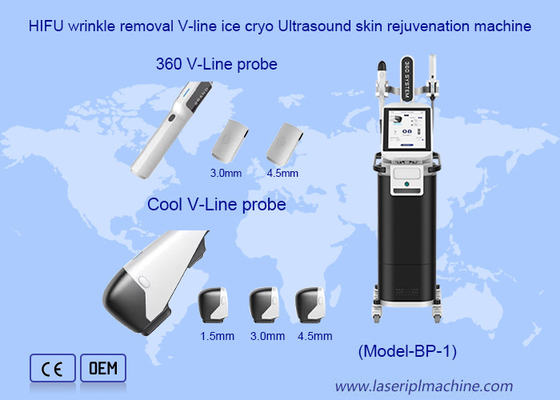 HIFU V Line Ice Cryo Ultrasound Machine per il ringiovanimento della pelle
