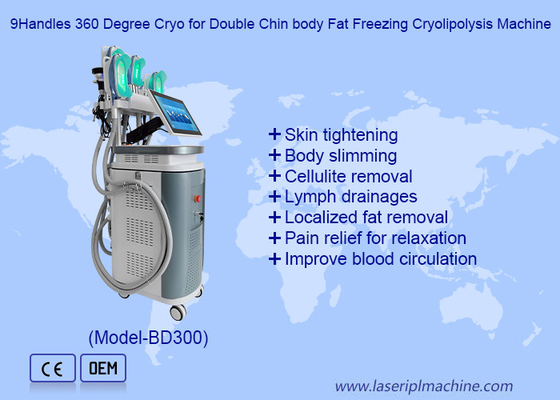 9Manipola 360 gradi Cryo per il doppio mento corpo grasso di congelamento Cryolipolysis Machine