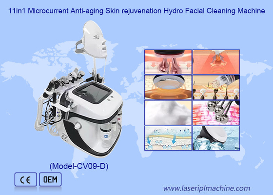 11 in 1 Pulizia del viso Skin Lifting Rf Hydro Microdermabrasion Machine per esfoliare Pulizzatore profondo
