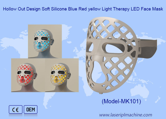 Maschera facciale in silicone morbido a 360 gradi con disegno cavo Led Blu Rosso LED Light Therapy