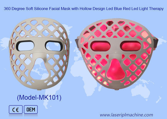 Disegno Hollow Out Soft Silicone Blu Rosso Giallo Terapia della Luce LED Maschera Faciale