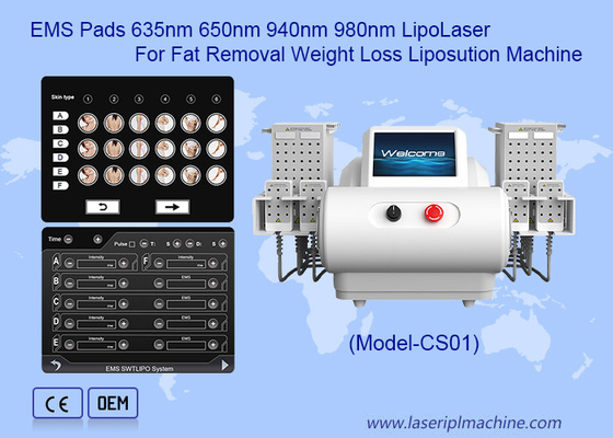 EMS Pads 635nm 650nm 940nm 980nm LipoLaser liposuzione per la perdita di peso