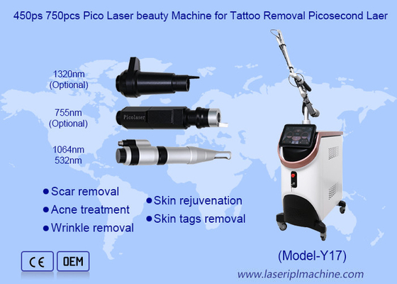 450ps 750pcs Pico Laser Beauty Machine per la rimozione del tatuaggio Picosecond Laser