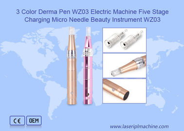 3 Color Derma Pen Macchina elettrica a cinque fasi di ricarica Micro ago strumento di bellezza