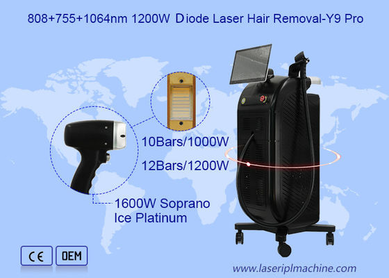 Single Handle 3 lunghezza d'onda 808 755 1064nm 1200W Diode Laser depilazione Y9 Pro