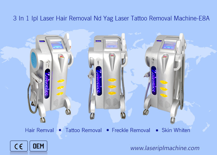 Uso in salone uso professionale Nd Yag Tattoo Rimozione delle lentiggini 3 in1 Rimozione dei capelli Ipl OPT Laser Device
