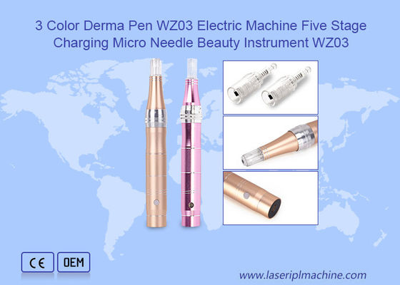 Buon prezzo 3 Color Derma Pen Macchina elettrica a cinque fasi di ricarica Micro ago strumento di bellezza in linea